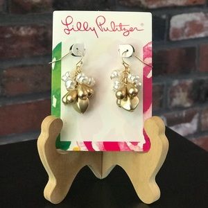 NWT Lilly Pulitzer Earrings Gold Metallic Pearl